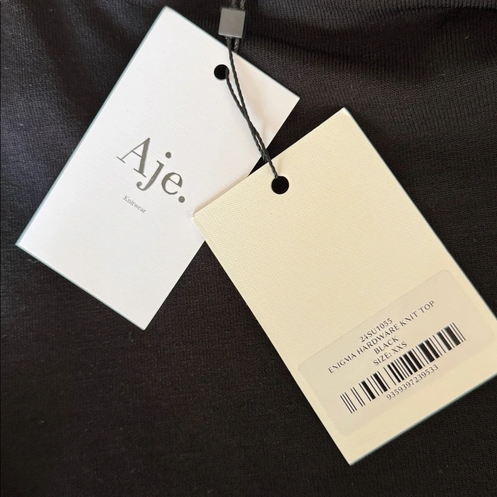 Aje Enigma Hardware-Detailed Knit Halter Top Black NWT - Picture 7 of 7